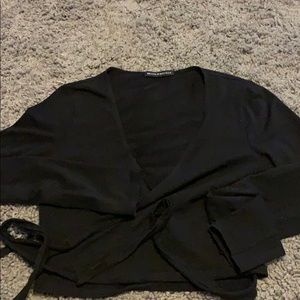 Brandy Melville black long sleeve cropped wrap top